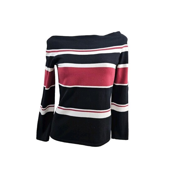 DMS Women's M Veronica Beard Audrey Off Shoulder Bateau Neck Striped Sweater EUC - Picture 1 of 8